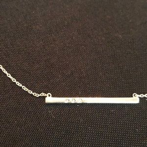 Minimalist bar necklace with 3 petite Qz accents.